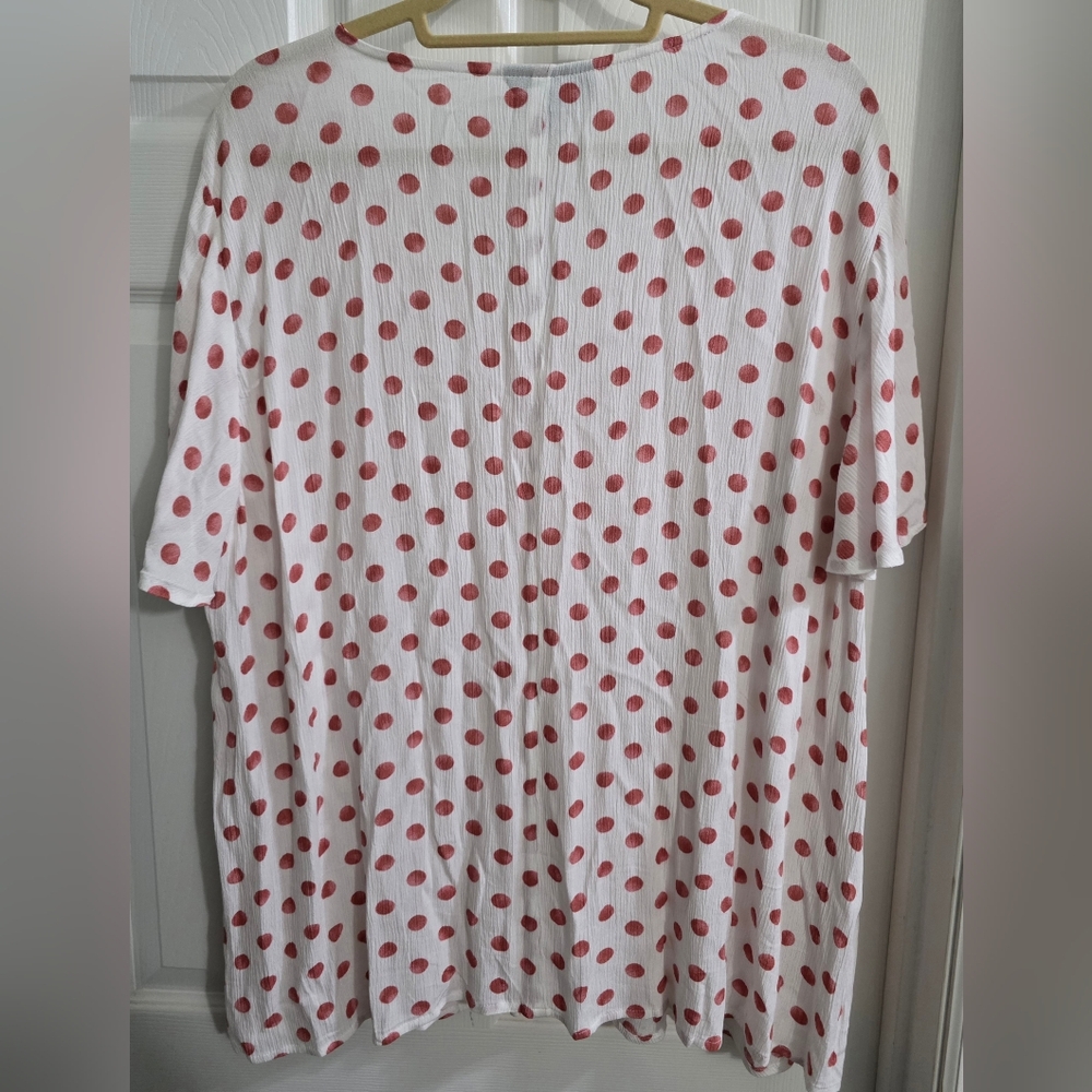 Lane Bryant White Blouse with Pink Dots - Picture 6 of 8